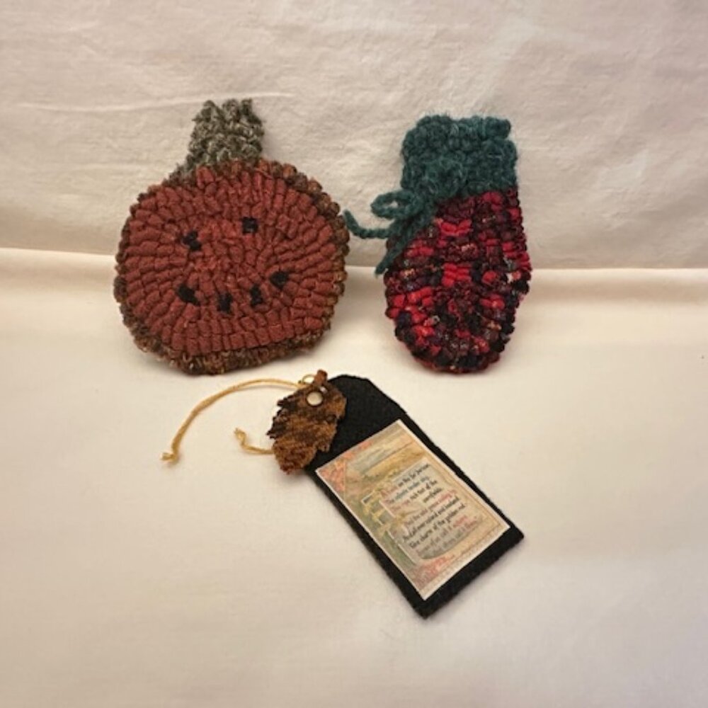 Set Three Handmade Wool Brooch Pins